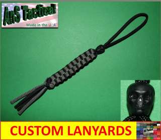 Paracord Knife Lanyard 550 cord black skull bead  