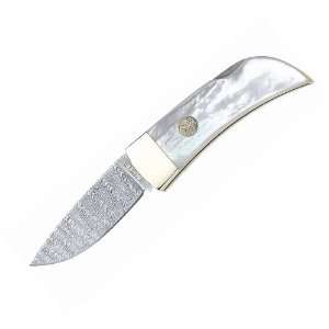   Mother Of Pearl Damascus Folding Knives 111007dam