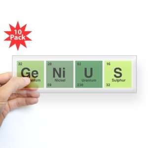   Sticker Clear (10 Pack) Genius Periodic Table of Elements Science Geek