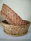 Large Sturdy Wooden Baskets   One With Red Weaving