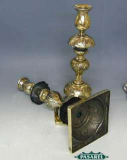 Polish Petticoat Brass Candlesticks Szekman Warsaw 1890  