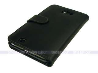 Black Leather Case Cover for Samsung Galaxy Note with Inner Card Slot 