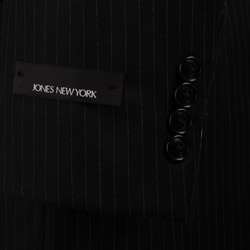 Jones New York Mens Black Stripe Wool Suit  