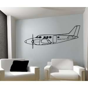  Vinyl Wall Art of King Air Airplane with Text 12 x 32 in 