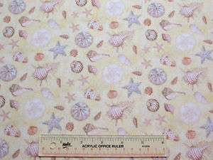 SHELLS SAND DOLLARS STARFISH Cotton Fabric (M4)  