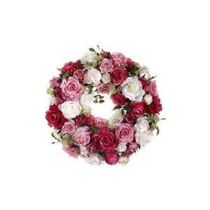   Artificial Silk Rose Evergreen Wreaths 15.5 Home & Kitchen