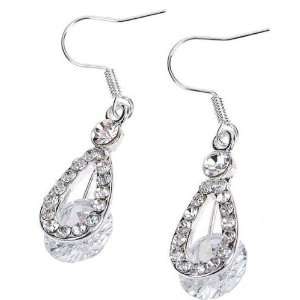  Crystal Water Drop Silver Plated Earring Pair: Office 