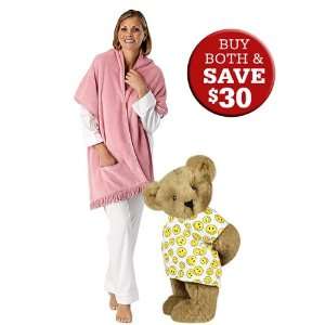   Get Well Bear and Pink Cuddle Wrap Gift Set   Honey Fur: Toys & Games