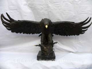 28 Huge marble pedestal bronze Hunt king eagle STATUE  