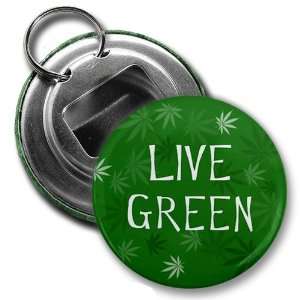  LIVE GREEN Marijuana Pot Leaf 2.25 inch Button Style 