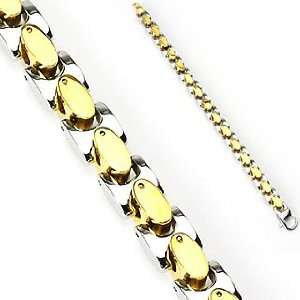  Bracelet with IP Gold Plated Links   Length 8.66 (220mm)   Width 16mm