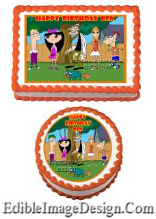 PHINEAS AND FERB #2 Birthday Edible Party Cake Image Cupcake Topper 