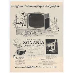 1957 Sylvania Slim Jim Portable TV Television Print Ad  