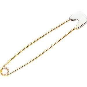  14K Two Tone Gold Moveable Large Safety Pin Charm: Jewelry
