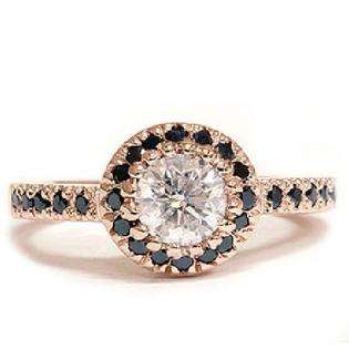Pompeii3 Inc. Rose Gold .93CT Black White Diamond Engagement Ring 14K