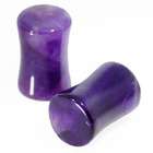 FreshTrends Pair Amethyst Double Flared Stone Plugs 3mm 8 Gauge