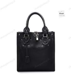 Real Genuine Leather Purse Shoulder Bag Handbag Tote Satchel Rivet 