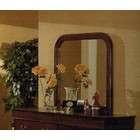Poundex Wall Vanity Mirror   Traditional Cherry Brown Finish