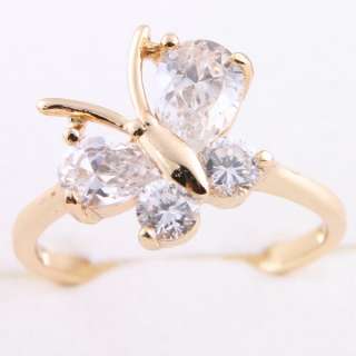 Flying Butterfly White Sapphire A185w 18kgp Trendy Ring  