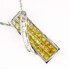 JewelryCastle 14K White Gold Diamond and Yellow Sapphire Necklace