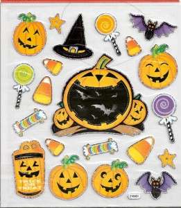 Halloween Pumpkin bats candy corn scrapbooking stickers  