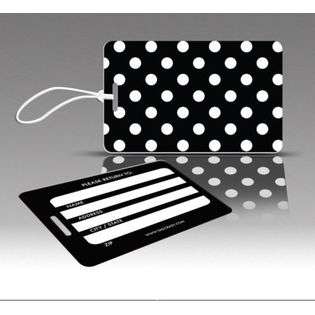   Luggage Tags  Black and White Polka Dots  Set of Three at 