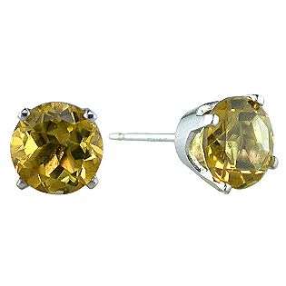 Citrine Stud Earrings. 14k White Gold  Jewelry Gemstones Earrings 