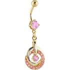 Body Candy Pink 24KT Gold Plated Cubic Zirconia ENTANGLED HOOP Belly 
