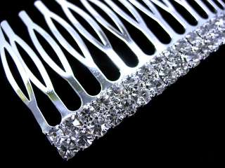 10cm Wide 2 Row Wedding Party Crystal Hair comb  