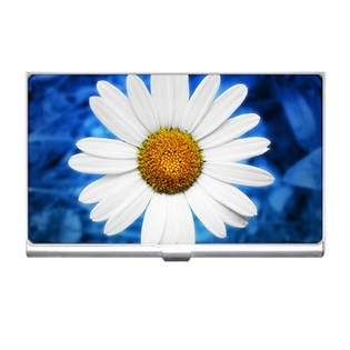 Carsons Collectibles Business Card Holder of Daisy Flower Energy Blue 