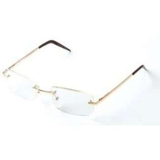   Glasses   Rectangular Rimless Gold Frame, Positive 2 Reading Power at