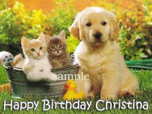 PUPPY DOG and KITTENS Edible CAKE Image Icing Topper  