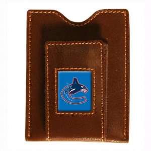 Vancouver Canucks Brown Leather Money Clip & Card Case  