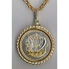   Gorgeous 2 Toned Gold & Silver Cyprus Viking ship , Coin Necklaces