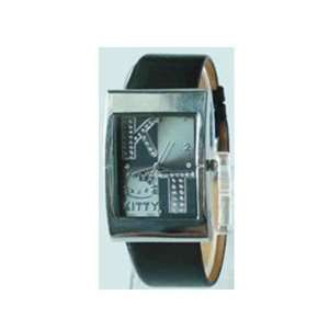  Hello Kitty Black Rectangle Face Watch with HK MP3 Bag 