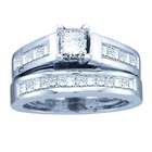 Sea of Diamonds 2 Carat Princess Cut Diamond 14k White Gold Bridal Set 