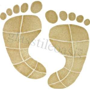 Large Tan Footprints Pool Accents Brown Pool Glossy Ceramic   16064
