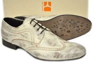 New Hugo Boss Orange Mens Shoes Dallas Wing Lace 50198834 White $245 