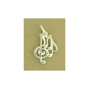   Sterling Silver Charm, Musical Notes, Treble Clef, 1/2 inch Jewelry