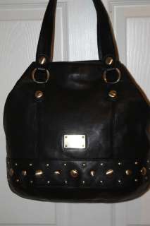   Michael Kors Black Leather Stud DELANCY Shoulder Tote Bag $398  
