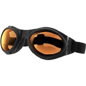 Bobster Bugeye Motorcycle Cruiser Sunglasses/Goggles   Black/Amber 