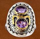   14cts VICTORIAN PURPLE AMETHYST 925 STERLING SILVER COUPLE RING E5494