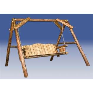 Montana Woodworks MWGCLS Glacier Country Log Lawn Swing with A Shaped 