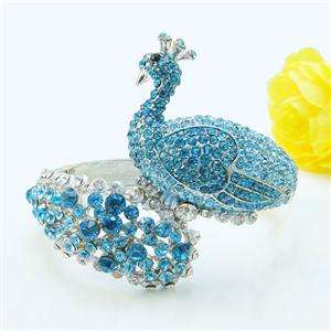 Bird Peacock Bracelet Bangle Blue Swarovski Crystal New  