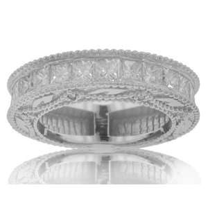   Princess Diamond Wedding Band in Antique Style 18 kt. Ring Size 3.5