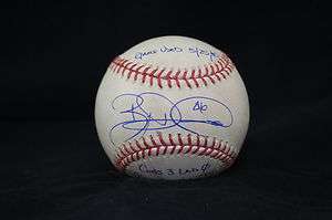   AUTO SIGNED GAME USED CUBS BASEBALL + SCORE & STAT INSCRIPTIONS  