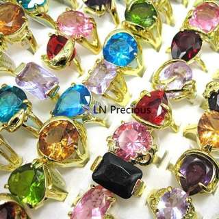 HOT ON SALE wholesale lots 20pcs Crystal Zircon gold Rings jewelry 