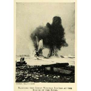  1909 Print Niagara River Ice Jam Opened Explosion Blast 