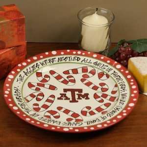  Texas A&M Aggies White Red Ceramic Christmas Plate Sports 