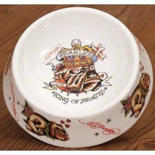  Ed Hardy True King of Beasts Ceramic Dog Bowl Pet 
